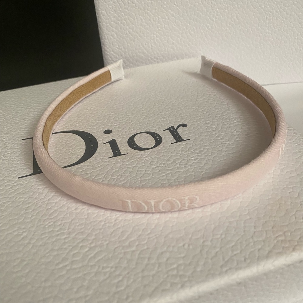 Slim Dior Pale Pink Logo Ribbon Headband - Picture 4 of 5
